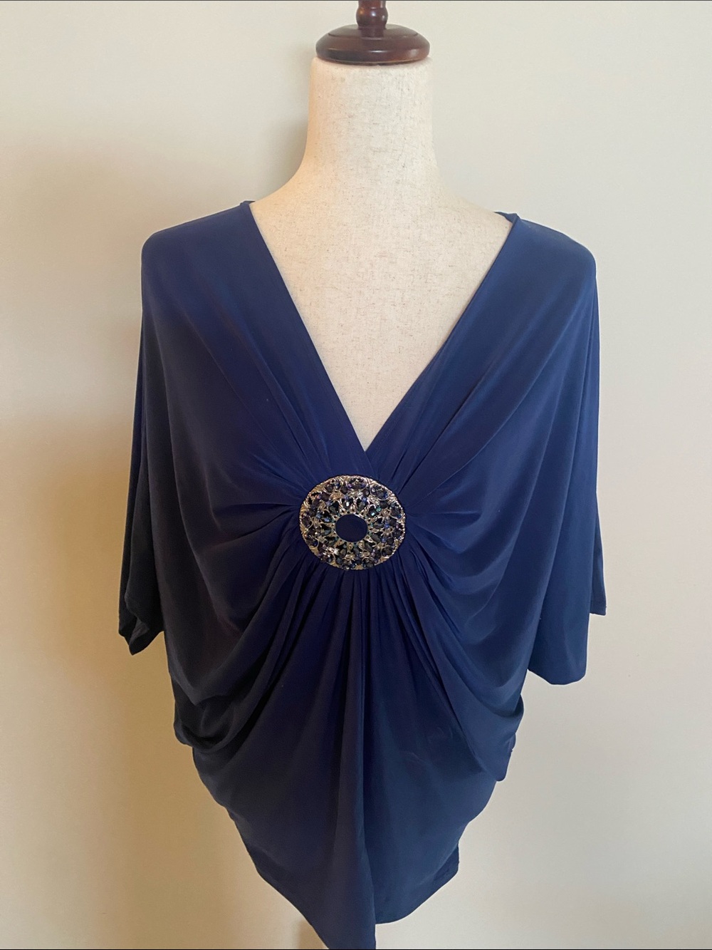 Boston Proper Blue Raglan Sleeve Top